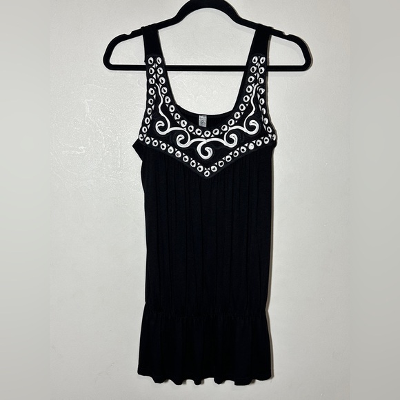 Chris & Carol Black and White Embellished Women's Sleeveless Top Size Large - Picture 1 of 7